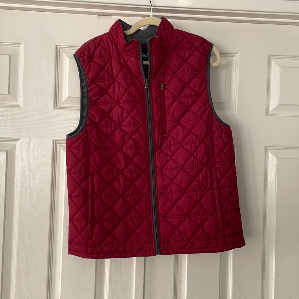 Oxford mens red zip up vest